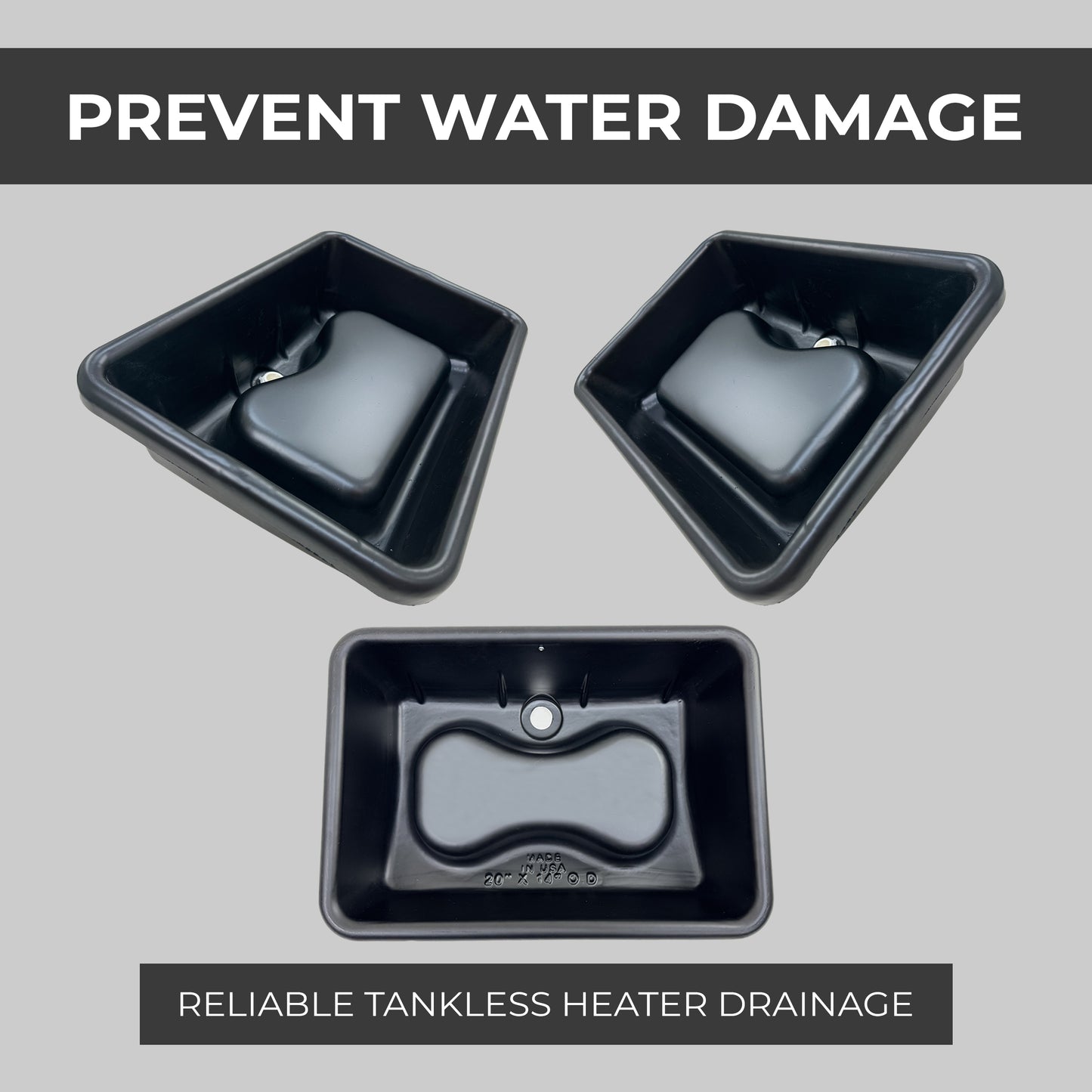 Tankless Water Heater Pan Drain - Pre Drilled