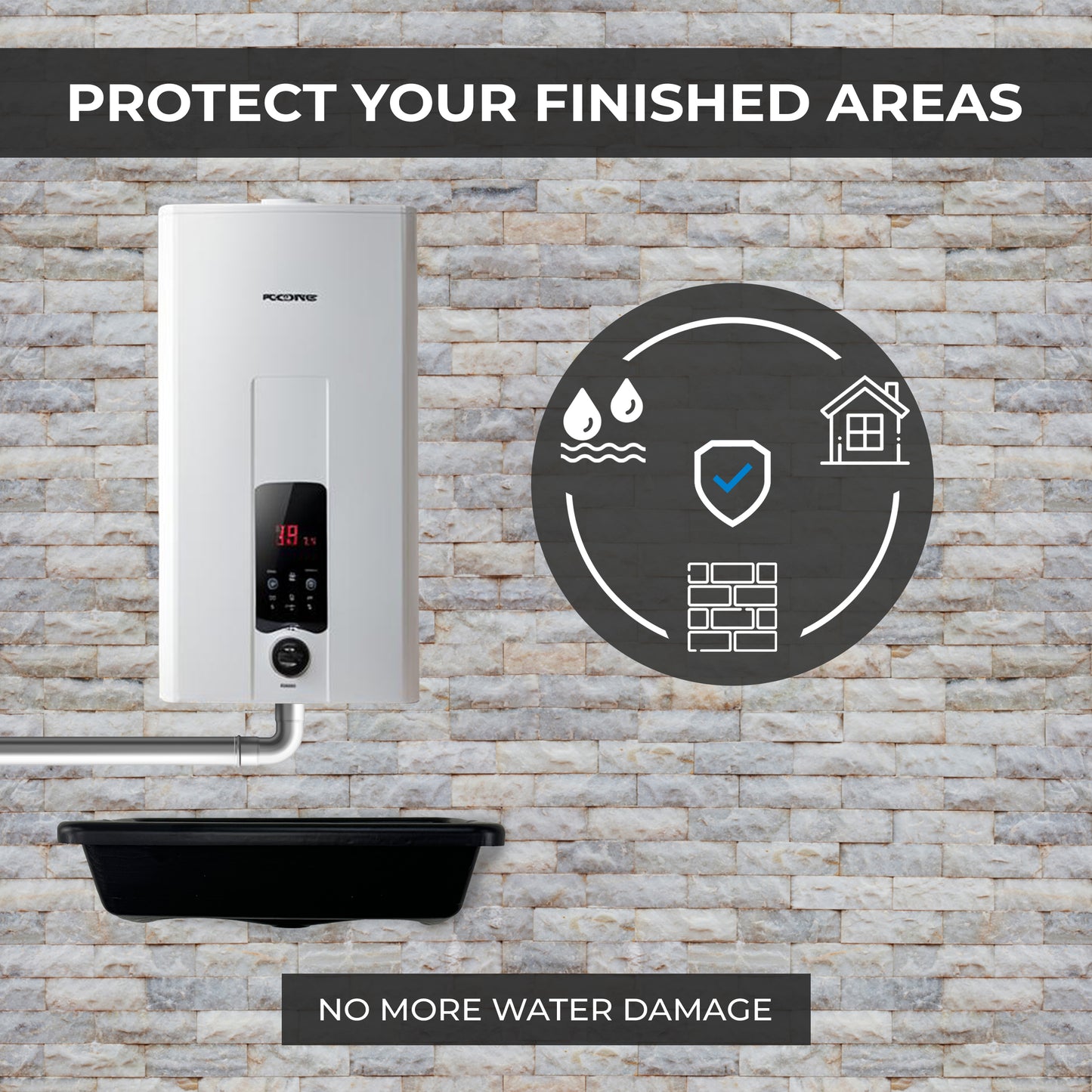 Tankless Water Heater Pan Drain - Pre Drilled