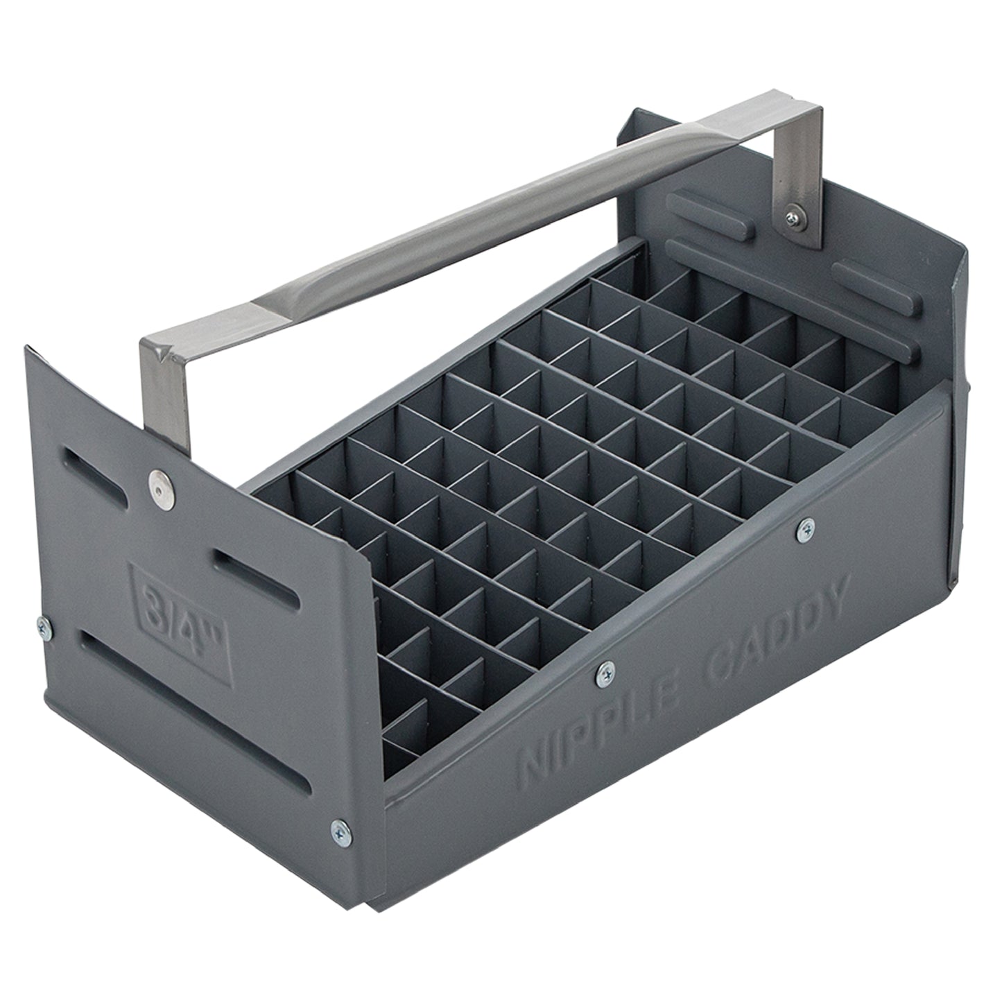 Nipple Caddy for 3/4" nipples holds 66 nipples each strong no-rust HDPE plastic