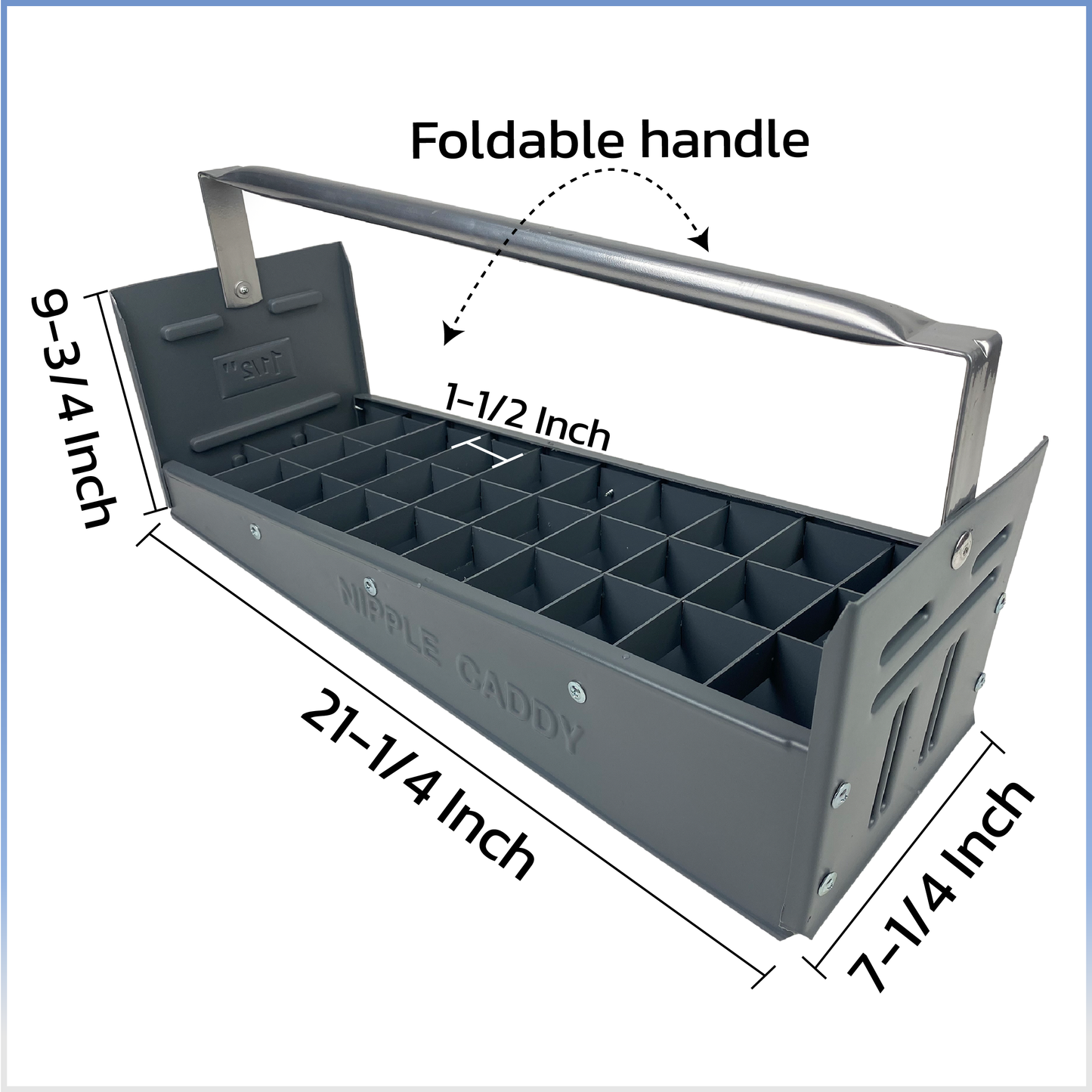 Nipple Caddy for 1 1/2" nipples holds 30 nipples each strong no-rust HDPE plastic