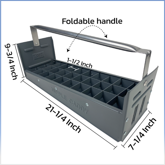 Nipple Caddy for 1 1/2" nipples holds 30 nipples  each strong no-rust HDPE plastic