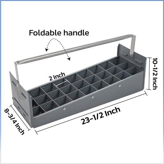 Nipple Caddy for 2" nipples holds 27 nipples each strong no-rust HDPE plastic