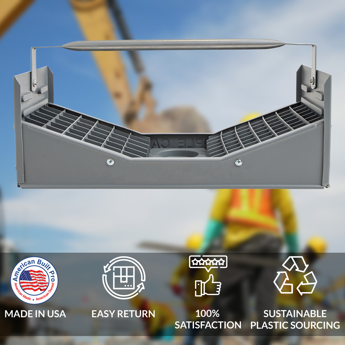 Nipple Caddy combo holds 36 of 3/4" nipples and 49 of 1/2" nipples two pint cans, strong no-rust HDPE plastic