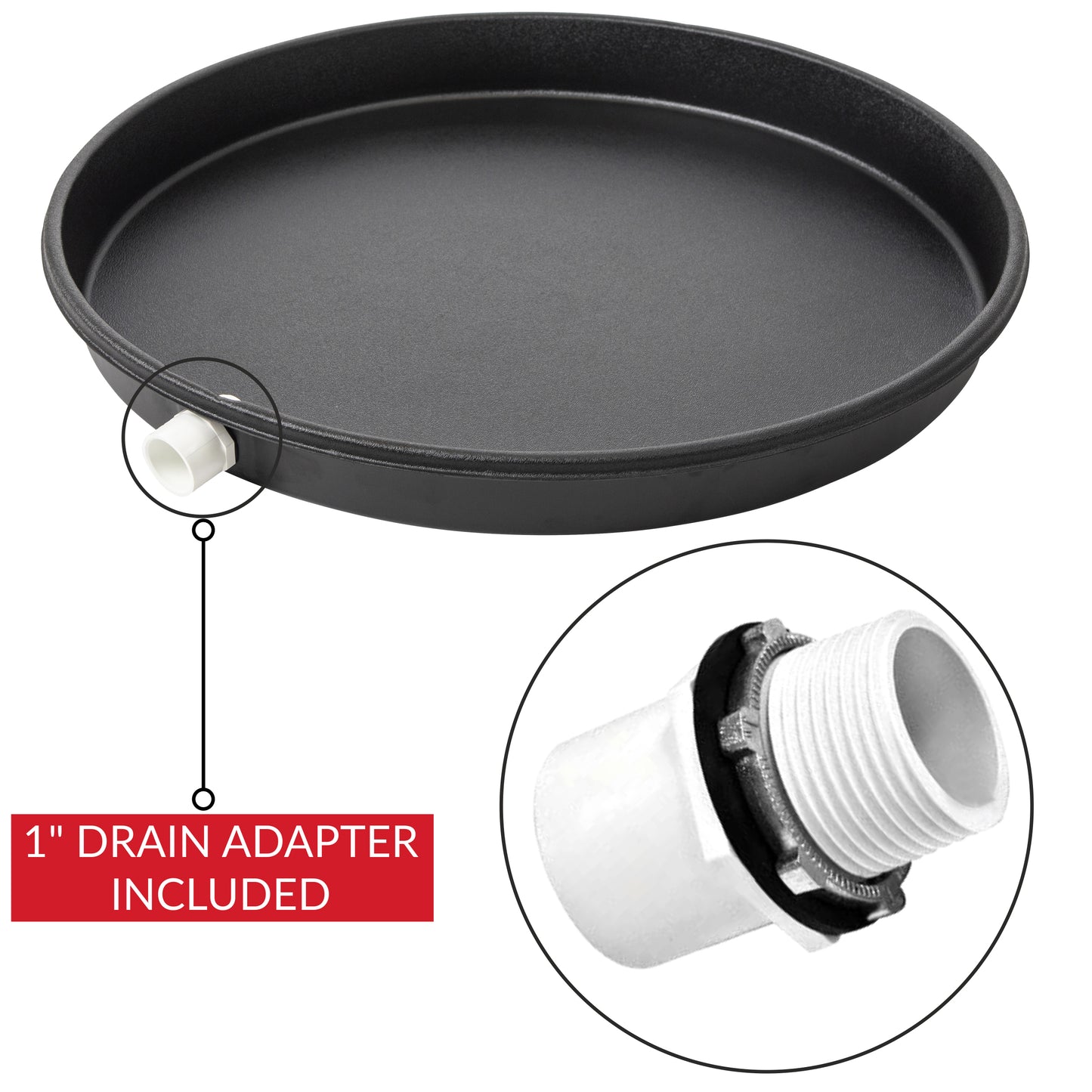 Pre-Drilled Plastic Water Heater Pan incl drainhose adapter