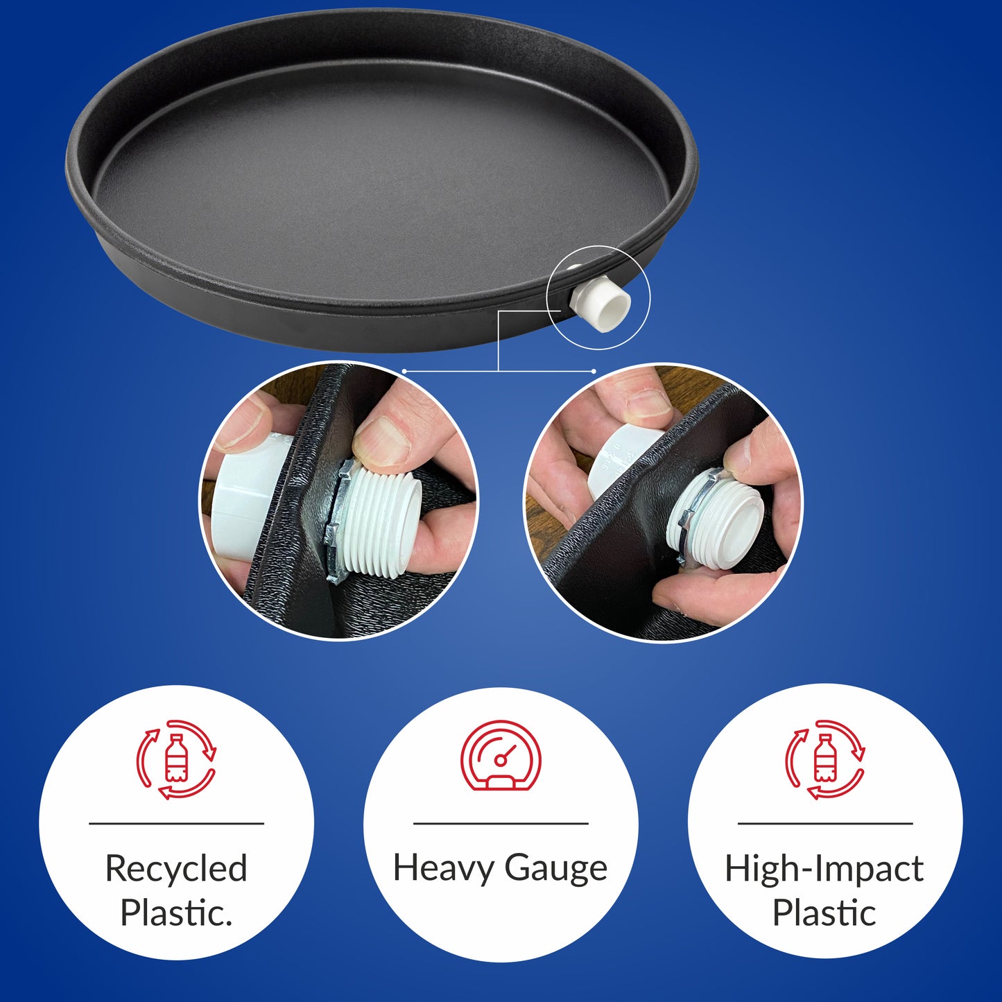 Pre-Drilled Plastic Water Heater Pan incl drainhose adapter
