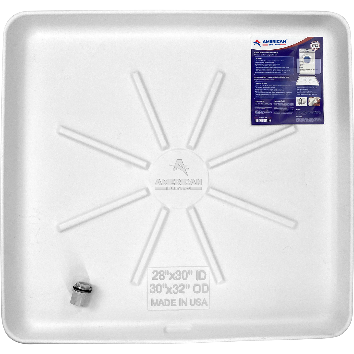 Undrilled Washing Machine Pan incl drainhose adapter