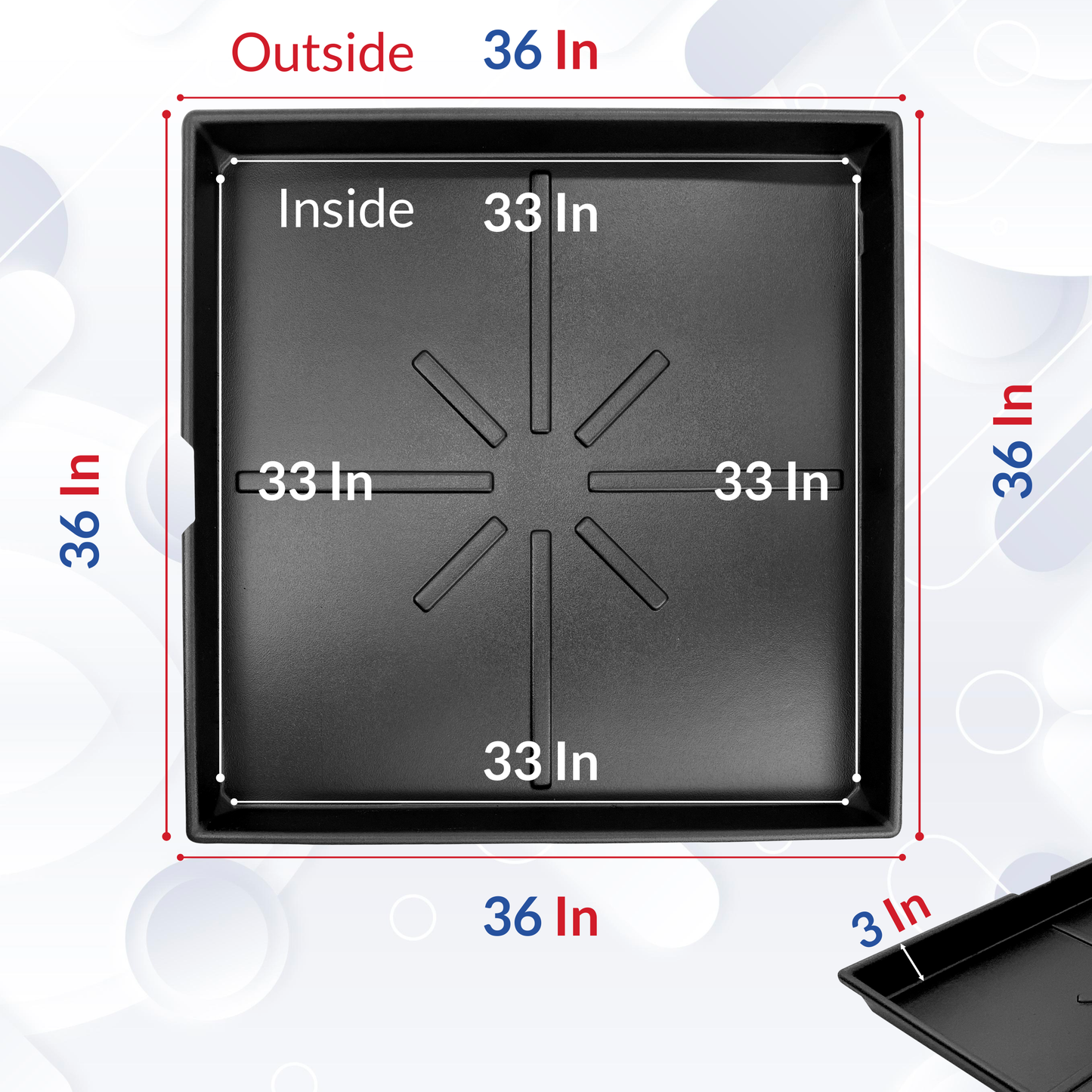 Heavy duty HVAC pan ID Incl sensor cut out, drain hose adaptor