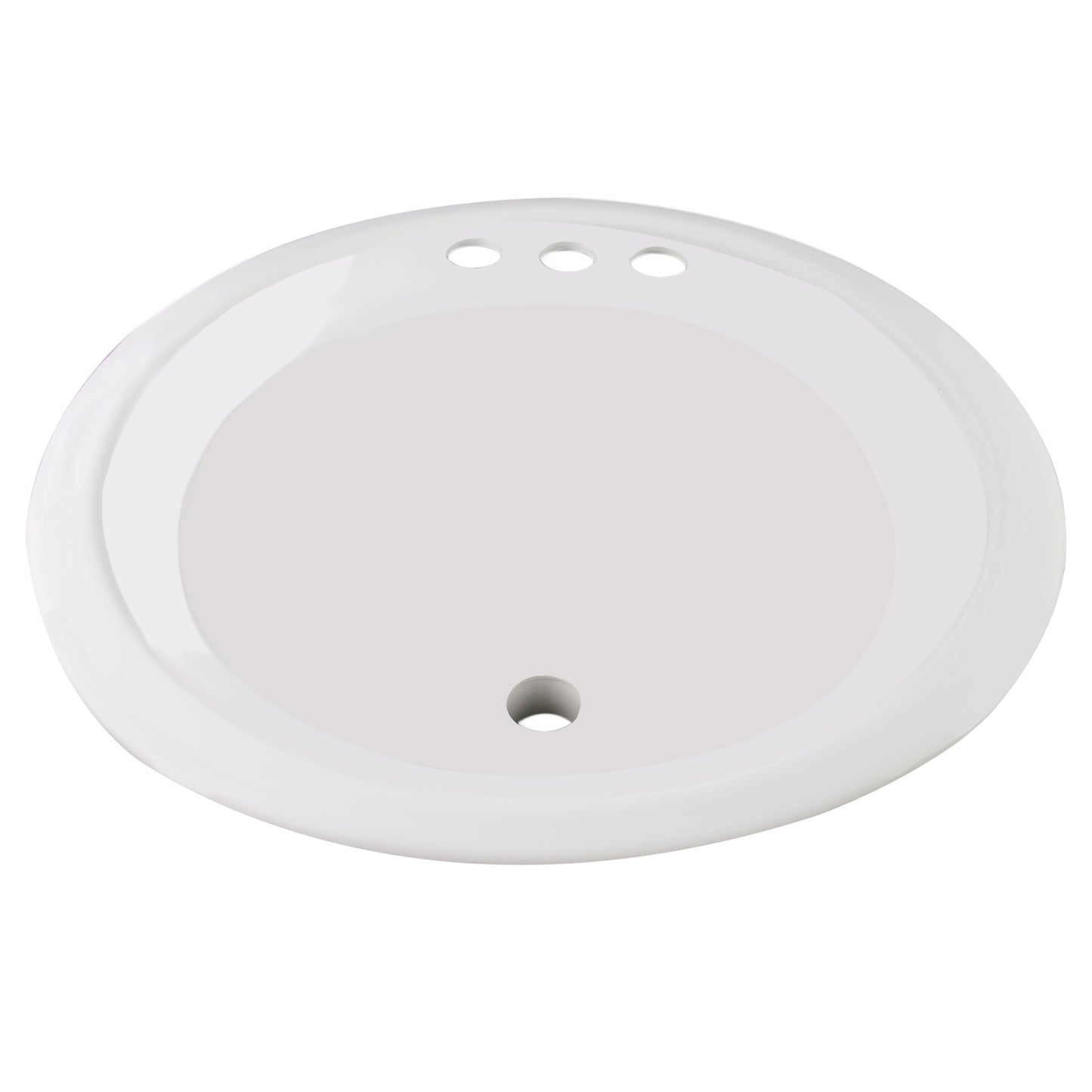 18" x 20" Round white Sink includes mounting tabs, screws and overflow tubing