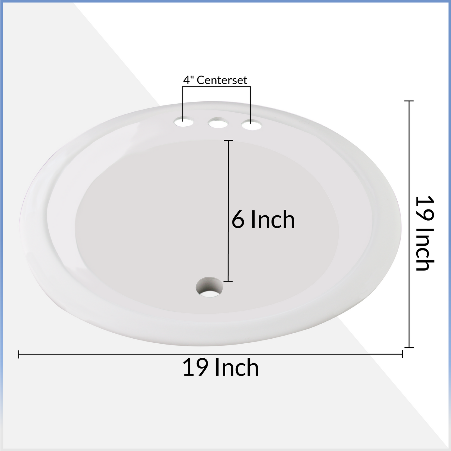 18" x 20" Round white Sink includes mounting tabs, screws and overflow tubing