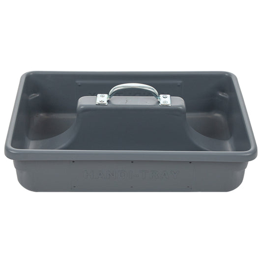Pro-grade medium sized 18"x12.5"x6" Tote/tool Tray HDPE with reinforced handles, gray