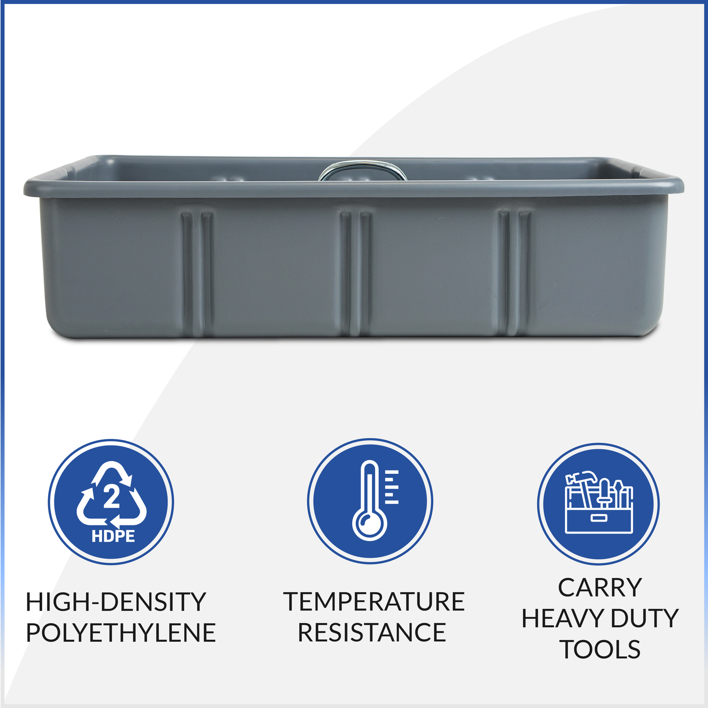 Pro-grade Large sized 25.75"x13.5"x6.5" Tote/tool Tray, includes 6 dividers, HDPE with reinforced handle