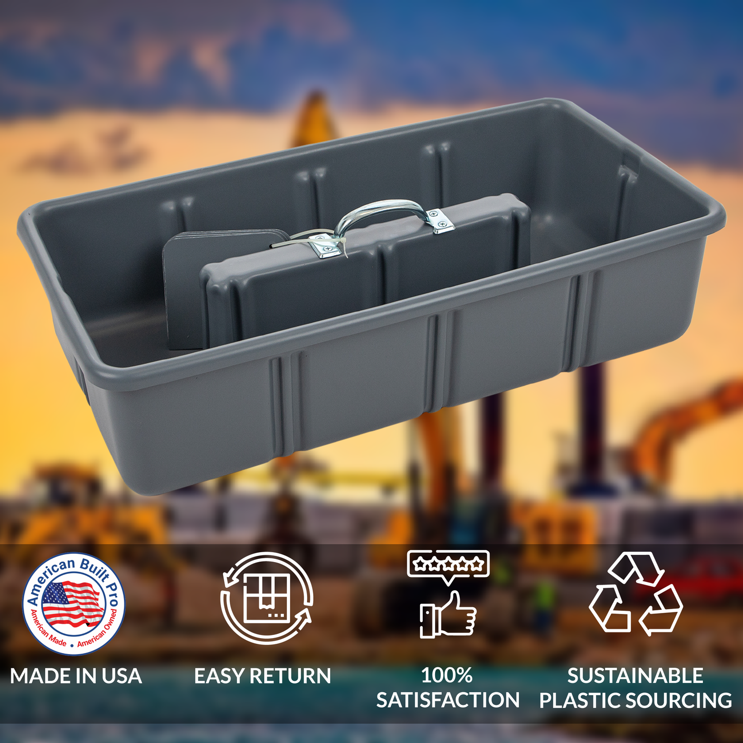 Pro-grade Large sized 25.75"x13.5"x6.5" Tote/tool Tray, includes 6 dividers, HDPE with reinforced handle