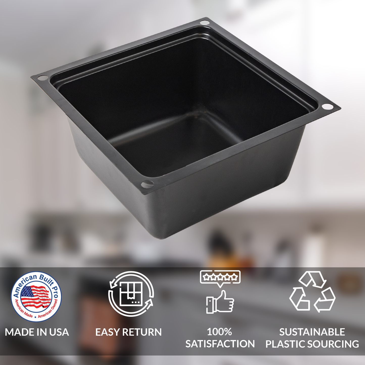 Deep Black plastic utility tub for in cavity setting or general use