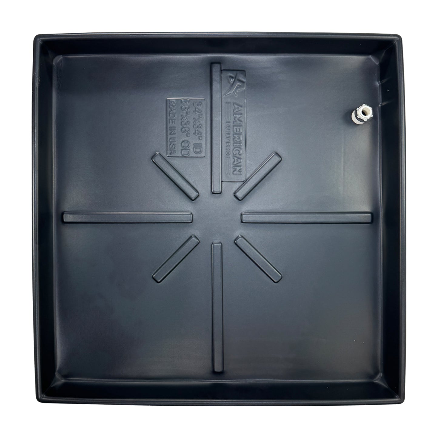Heavy duty HVAC pan ID Incl sensor cut out, drain hose adaptor
