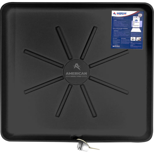 Pre-Drilled Washing Machine Pan Black incl drainhose adapter