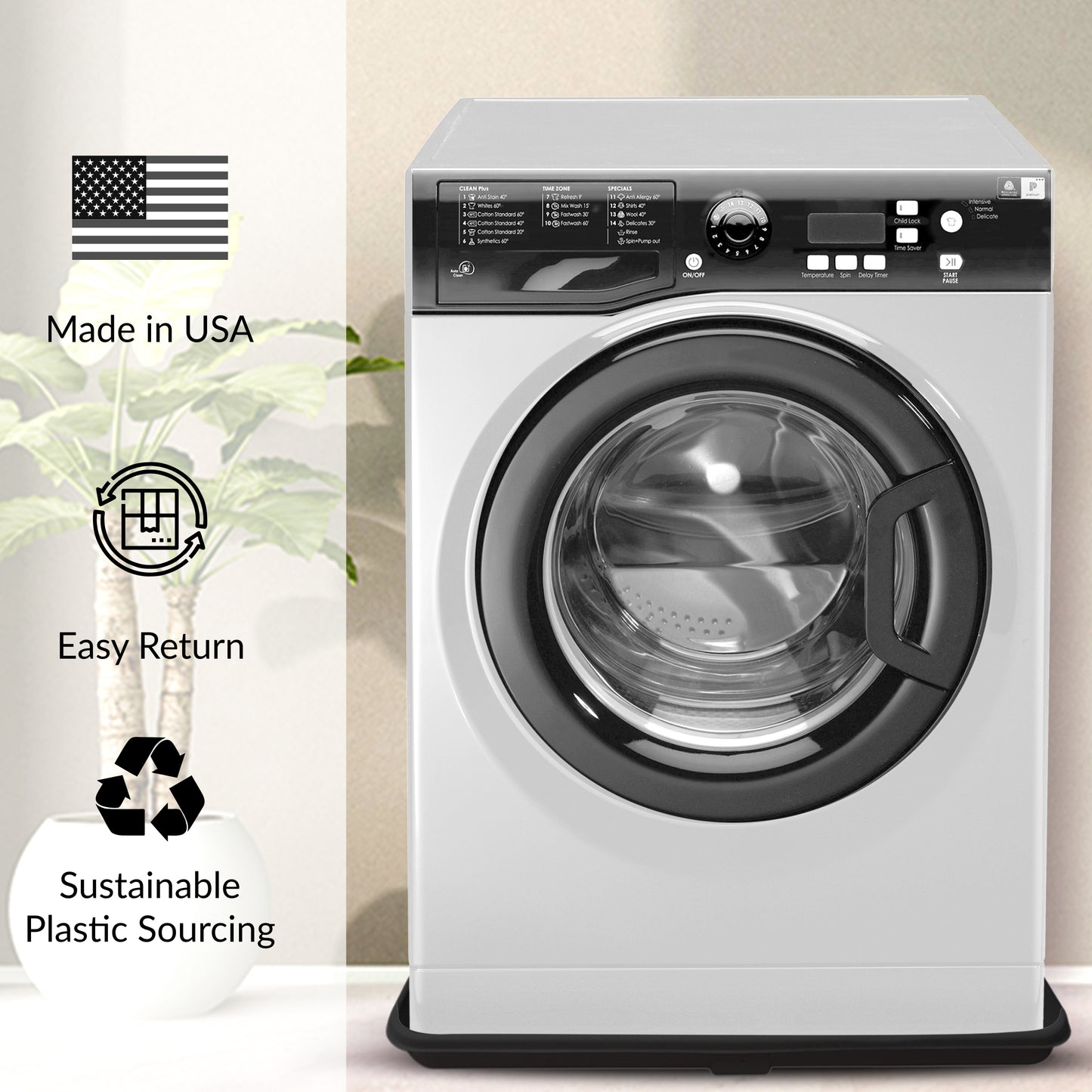 Undrilled Washing Machine Pan Black incl drainhose adapter