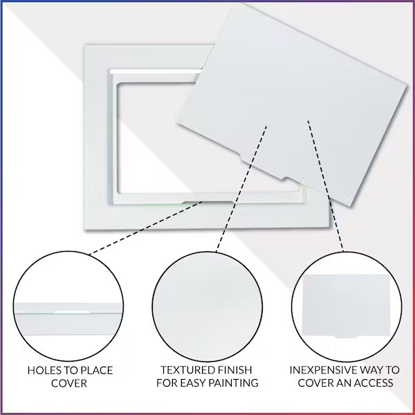 Access Panel, 9 in x 6 in White Plastic Two-Piece