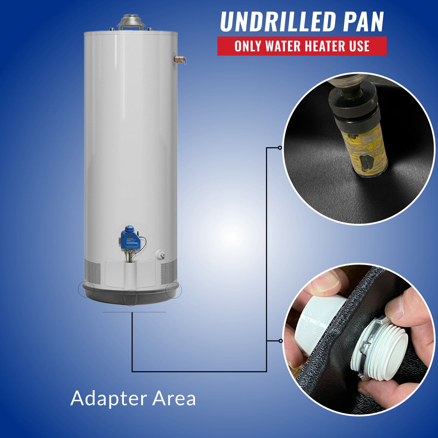 Undrilled Plastic Water Heater Pan incl drainhose adapter