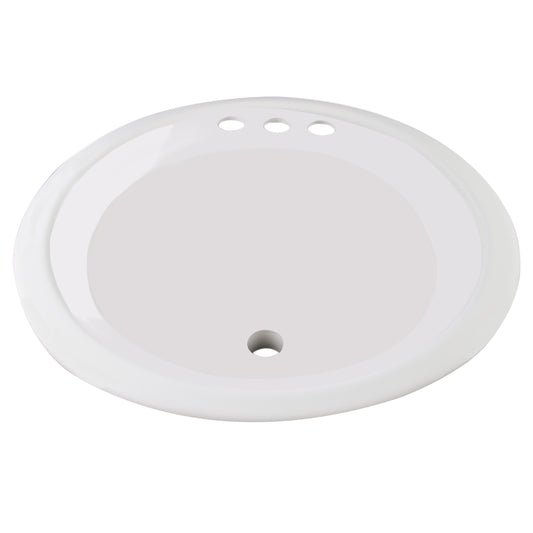 18" x 20" Round white Sink  includes mounting tabs, screws and overflow tubing