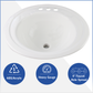 18" x 20" Round white Sink  includes mounting tabs, screws and overflow tubing