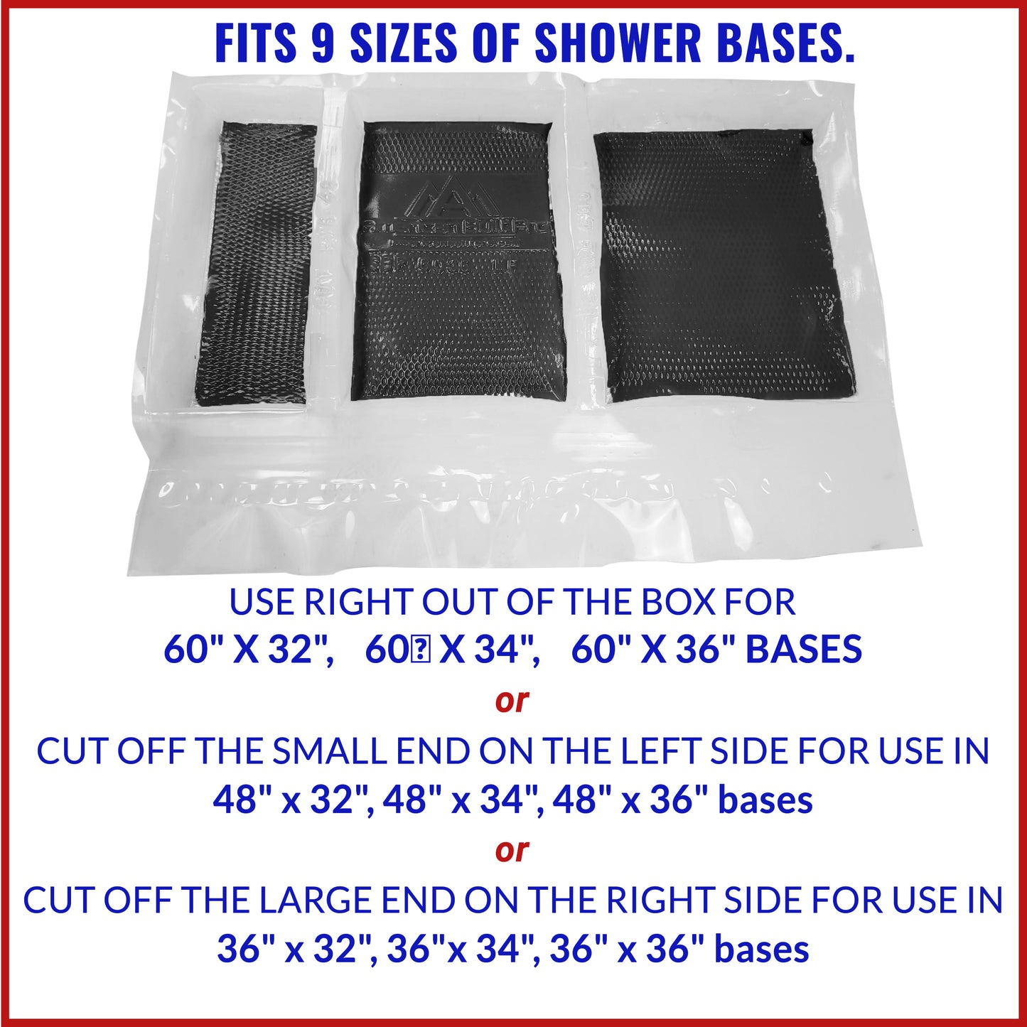 60" x 36" Multifit (9 configurations) Reusable Shower Base Protector