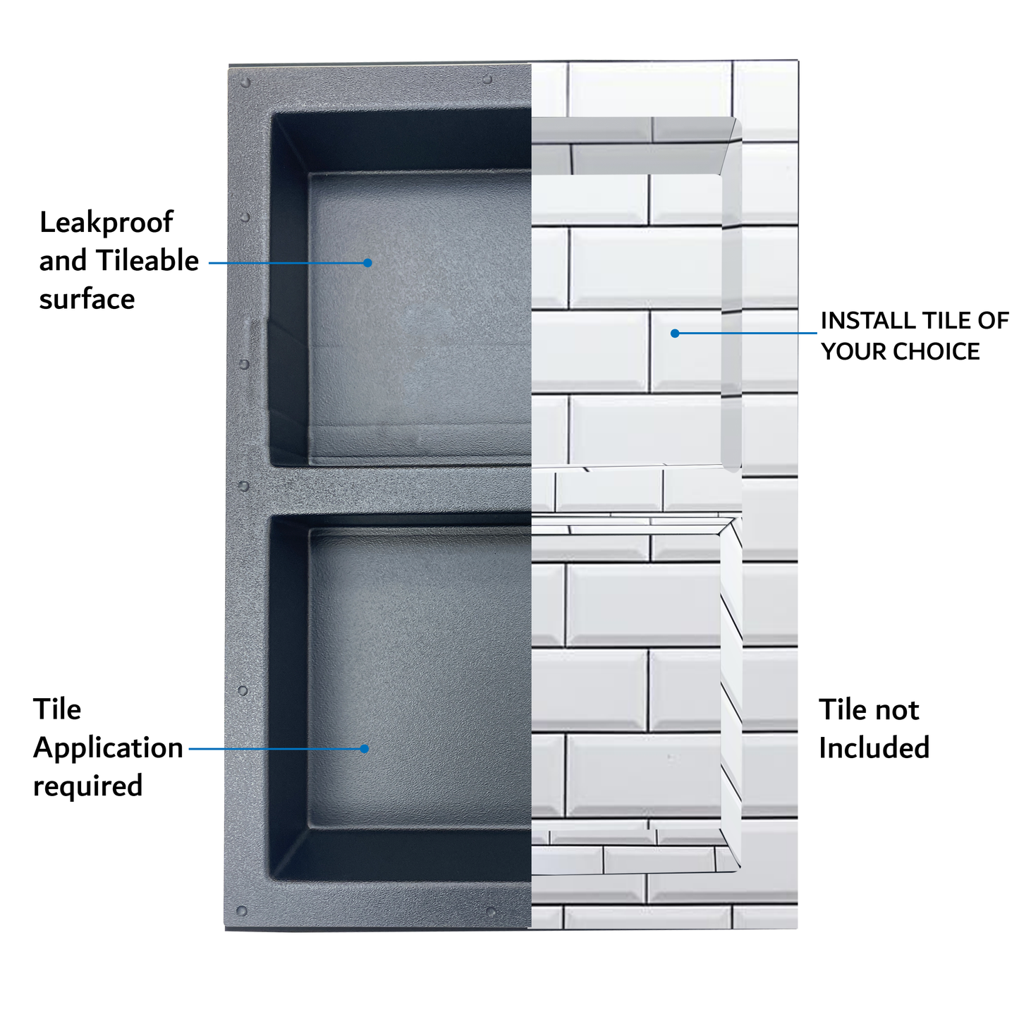 Shower Niche Rectangle Template wSplit Equal Section