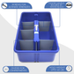 Pro-grade medium sized 16.5"x11.5"x6" Tote/tool Tray, Cobalt Blue, includes 6 dividers ,HDPE with reinforced handle, Blue