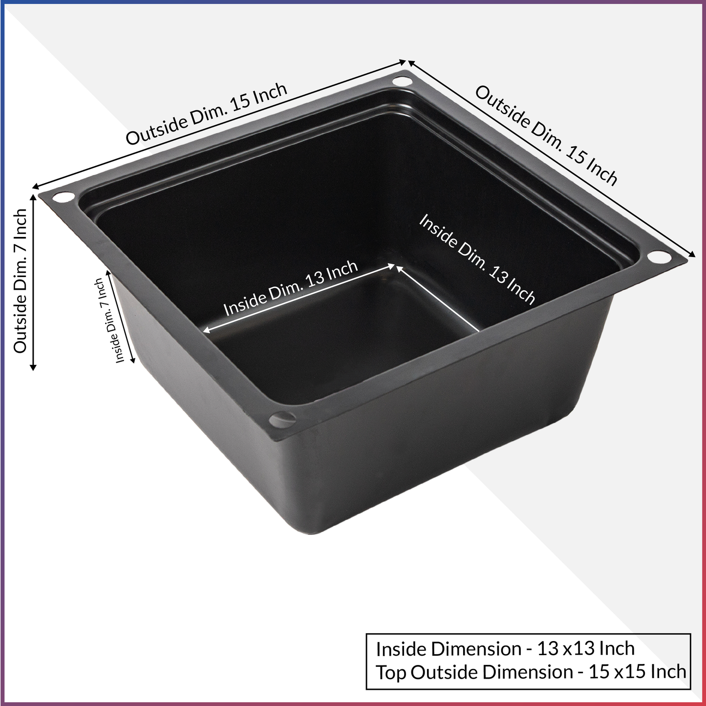 Deep Black plastic utility tub for in cavity setting or general use