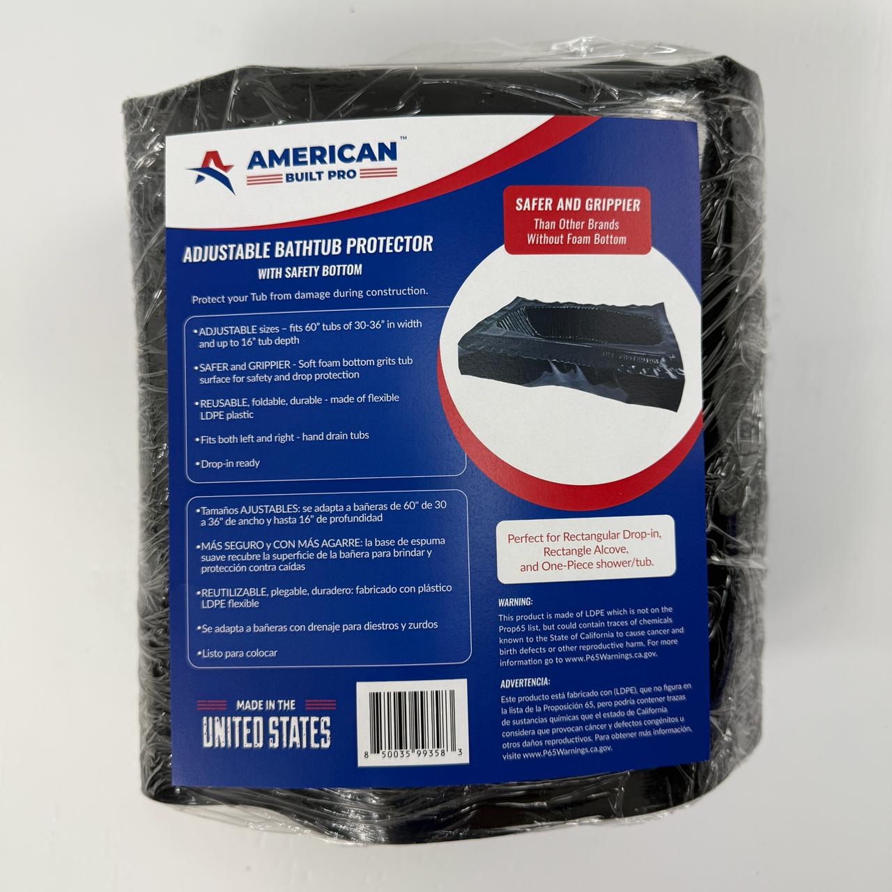Tub Protector, 60 in x 30 in LDPE plastic w foam bottom tubs up to 16 ...