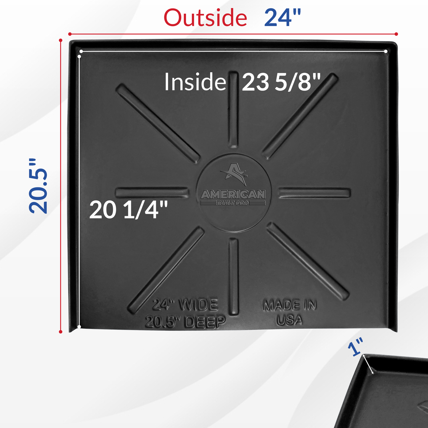 Dishwasher Drain Pan 24 inch x 20.5 inch - Black