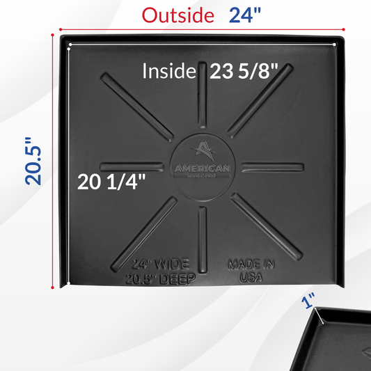 Dishwasher Drain Pan 24 inch x 20.5 inch - Black