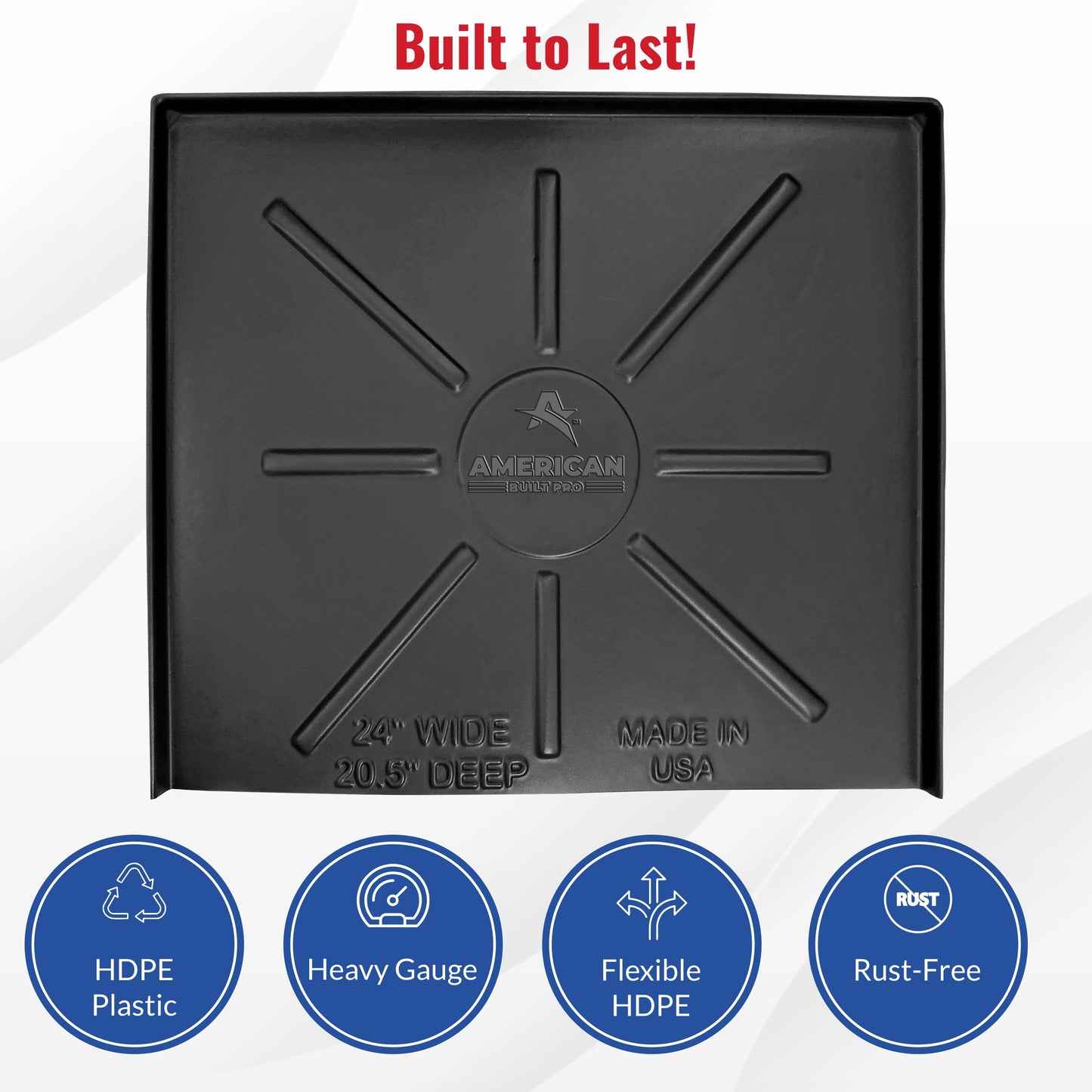 Dishwasher Drain Pan 24 inch x 20.5 inch - Black