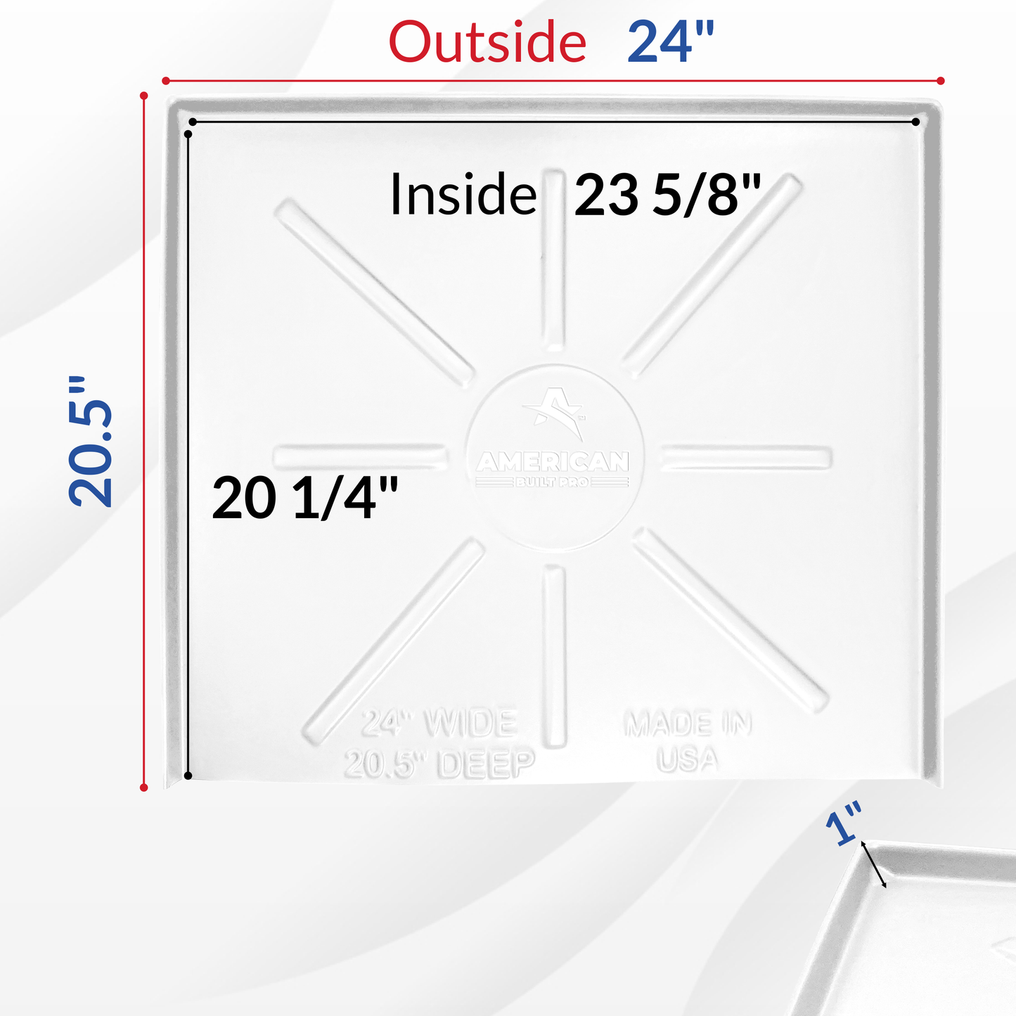 Dishwasher Drain Pan 24 inch x 20.5 inch - White