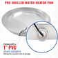 Water Heater Pan Round Aluminum Drilled w side PVC slip drainhose adapter